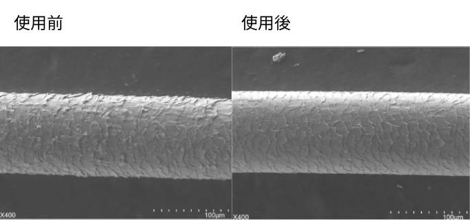 G-ZERO COIL を洗髪時シャンプーブラシとしての使用に加え、 日中のブラッシングとしても「7日間」使用。 